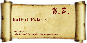 Wölfel Patrik névjegykártya
